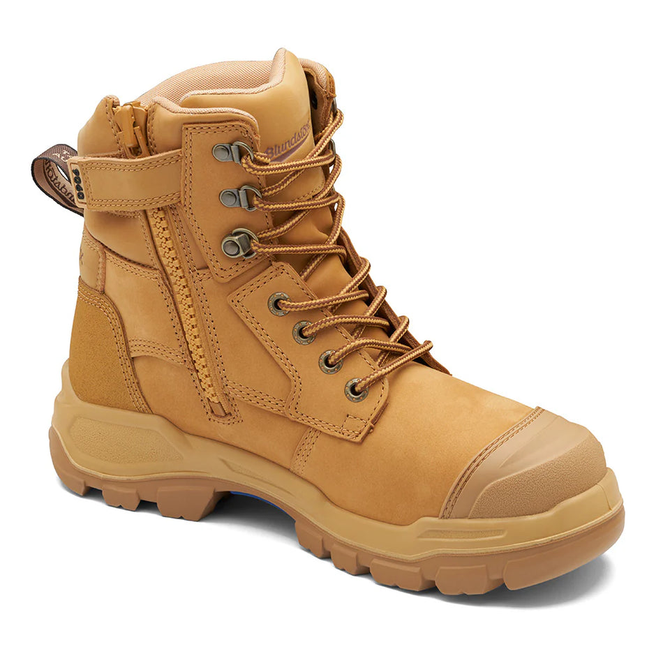 BLUNDSTONE ROTOFLEX XHD Wheat Nubuck leather zip sided safety boot