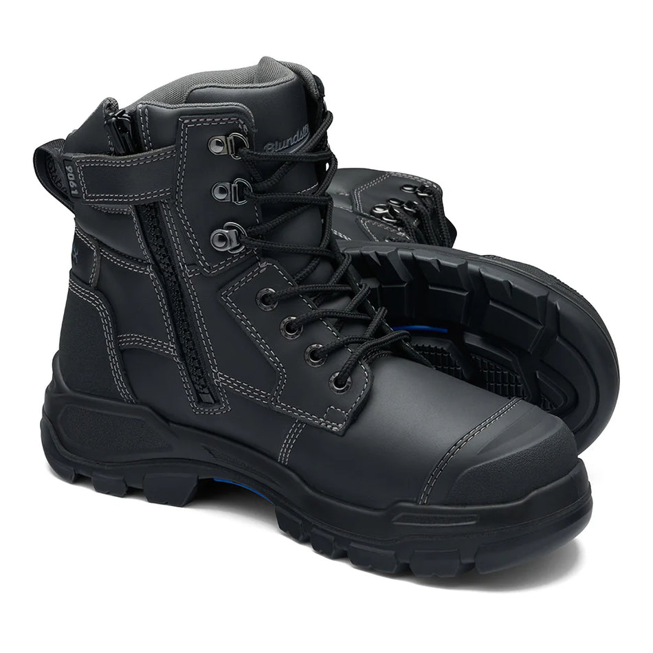 BLUNDSTONE ROTOFLEX XHD Black Platinum leather zip sided safety boot